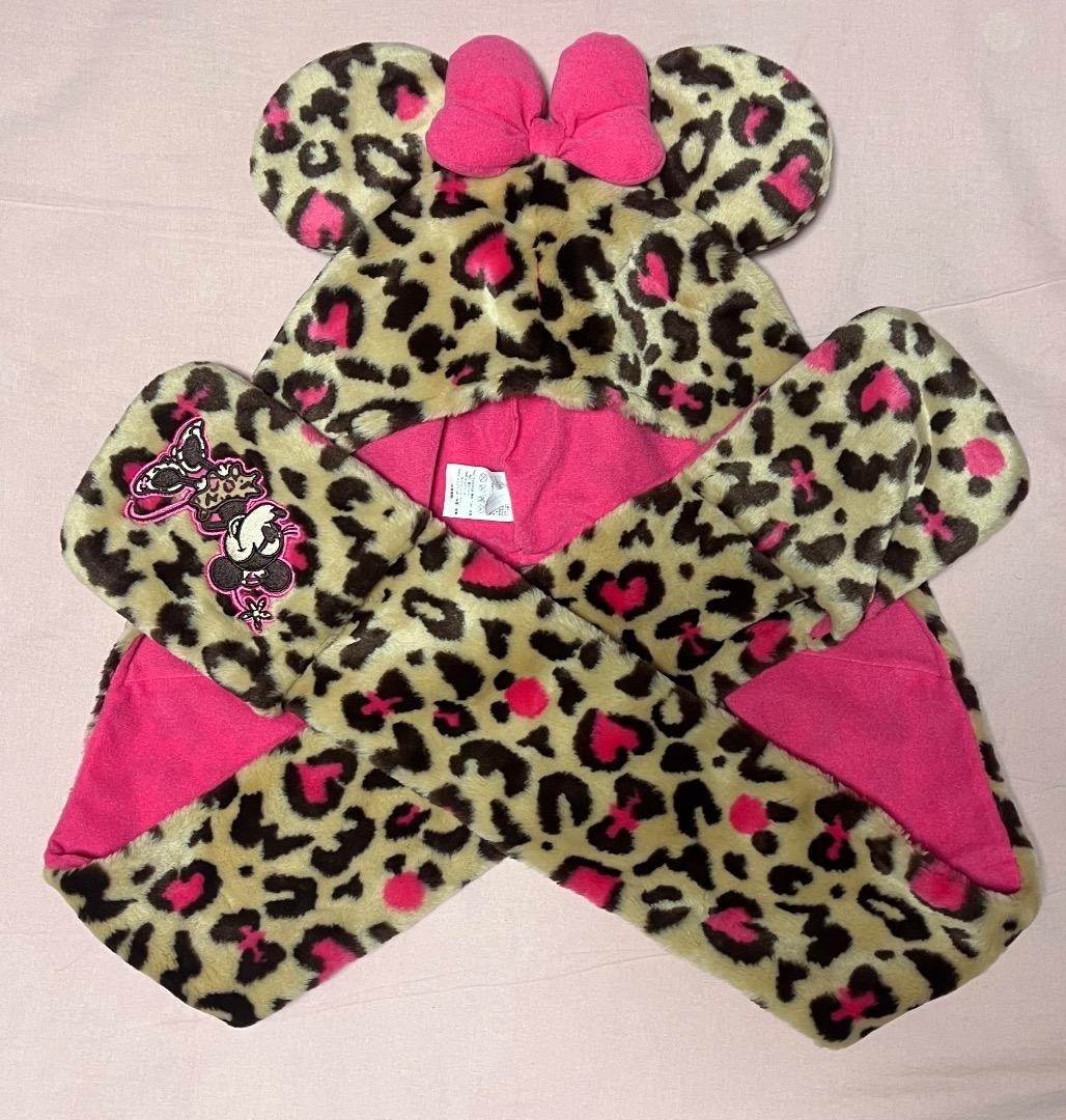【最終値下げ‼️】ミニーマウス ヒョウ柄耳付きキャップ