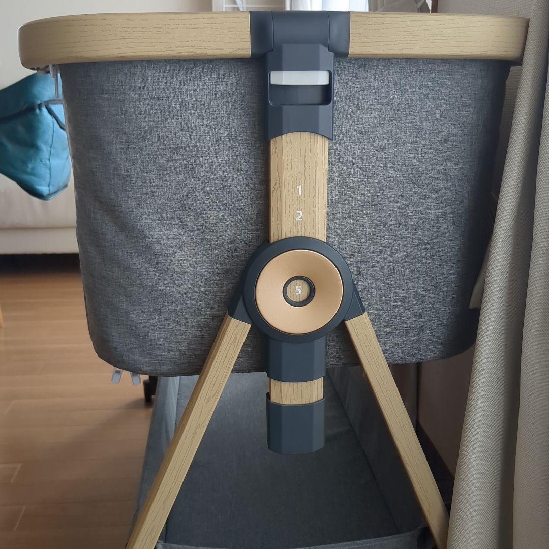 HZDMJ グレー ベビーベッド メッシュサイドパネル 高さ調整機能