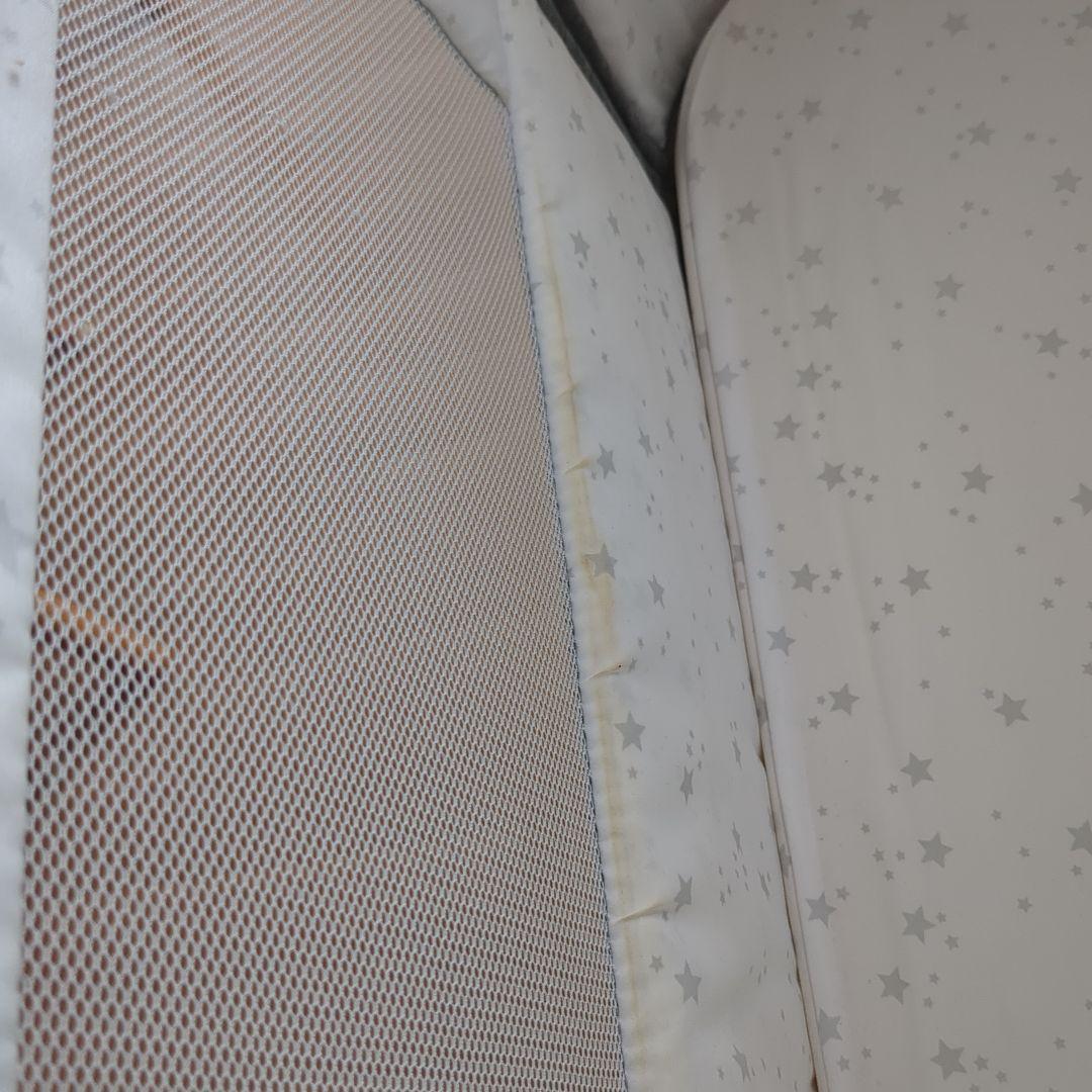 HZDMJ グレー ベビーベッド メッシュサイドパネル 高さ調整機能