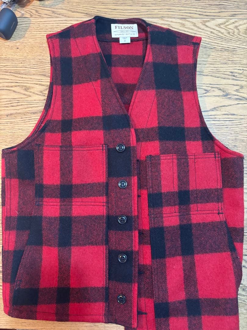 FILSON 赤・黒チェック ベスト M