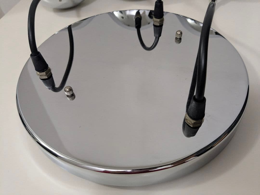 クロームメタル ペンダントランプ 3灯 スペースエイジ ミッドセンチュリー