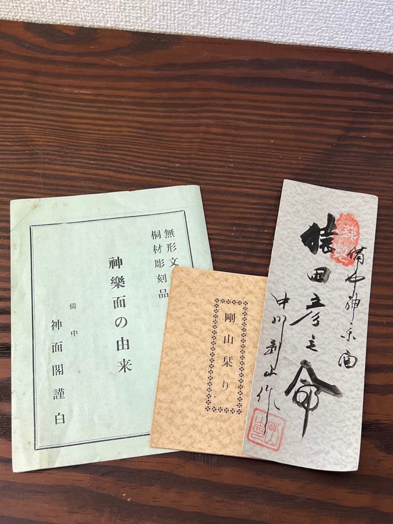 備中神楽面　猿田彦命　天狗面　木彫　中川剛山作