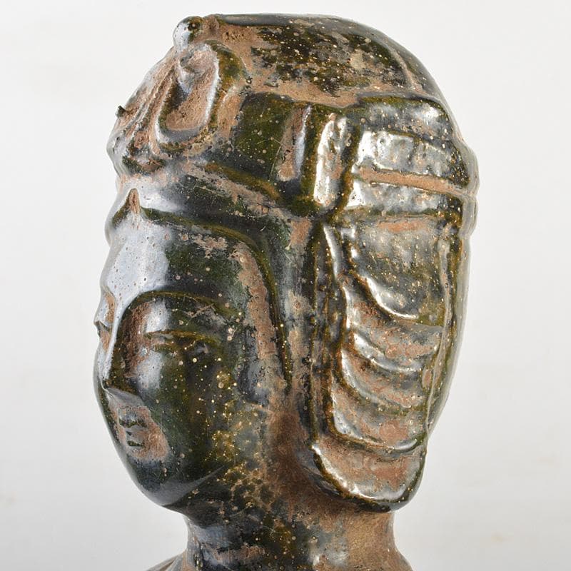 仏教美術　漢緑釉観音像　仏像　置物　C　R6929