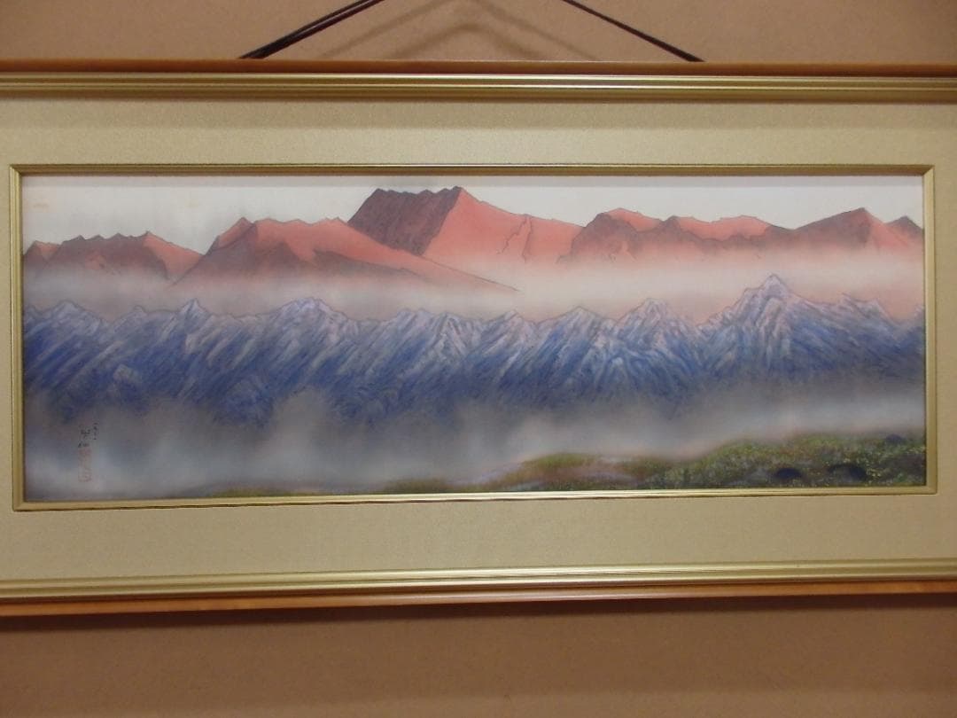 日本画家 吉原芳仙 『ヒマラヤの嶺』扁額/絹本 /1932年作 本物直筆保証