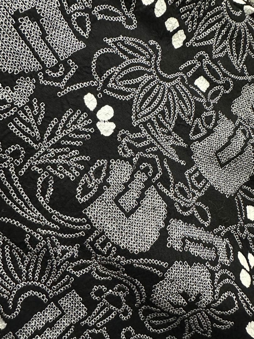 希少❣️トールサイズ✨宝尽くし　黒に白 有松鳴海絞り浴衣逸品‼️新品美品‼️