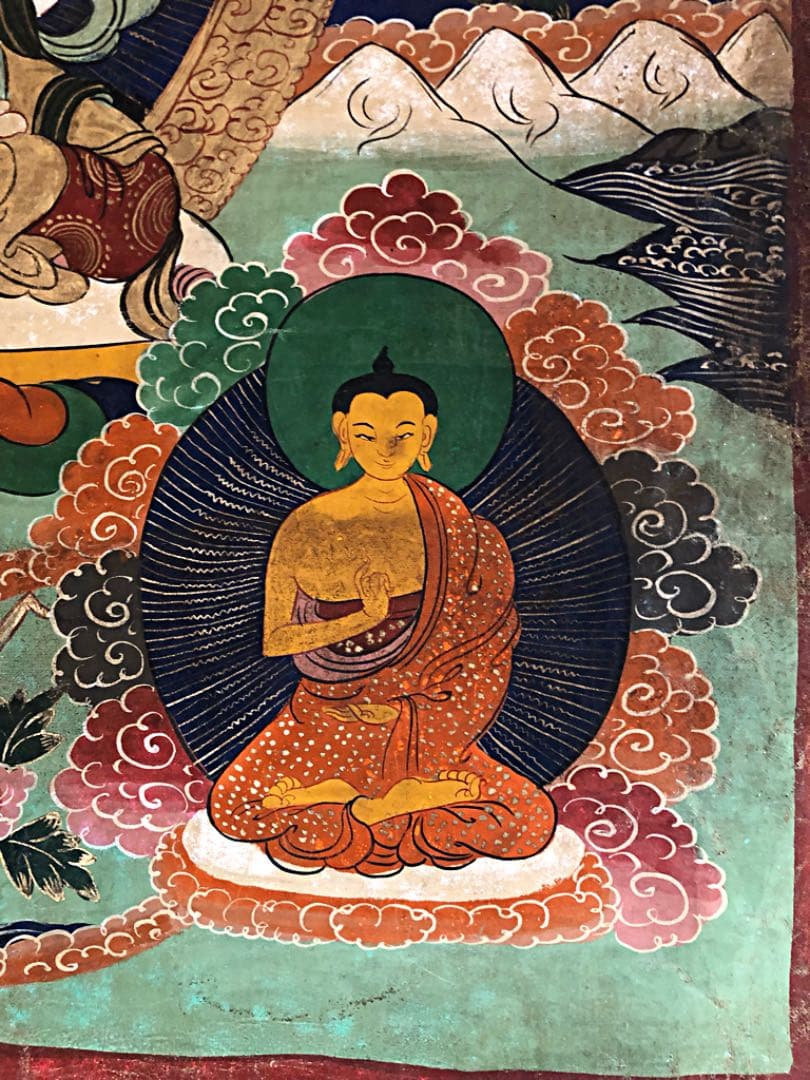 ② 中国 仏教美術 唐物 明代 分院 伝世品 曼荼羅 古玩 タンカ 金彩装飾