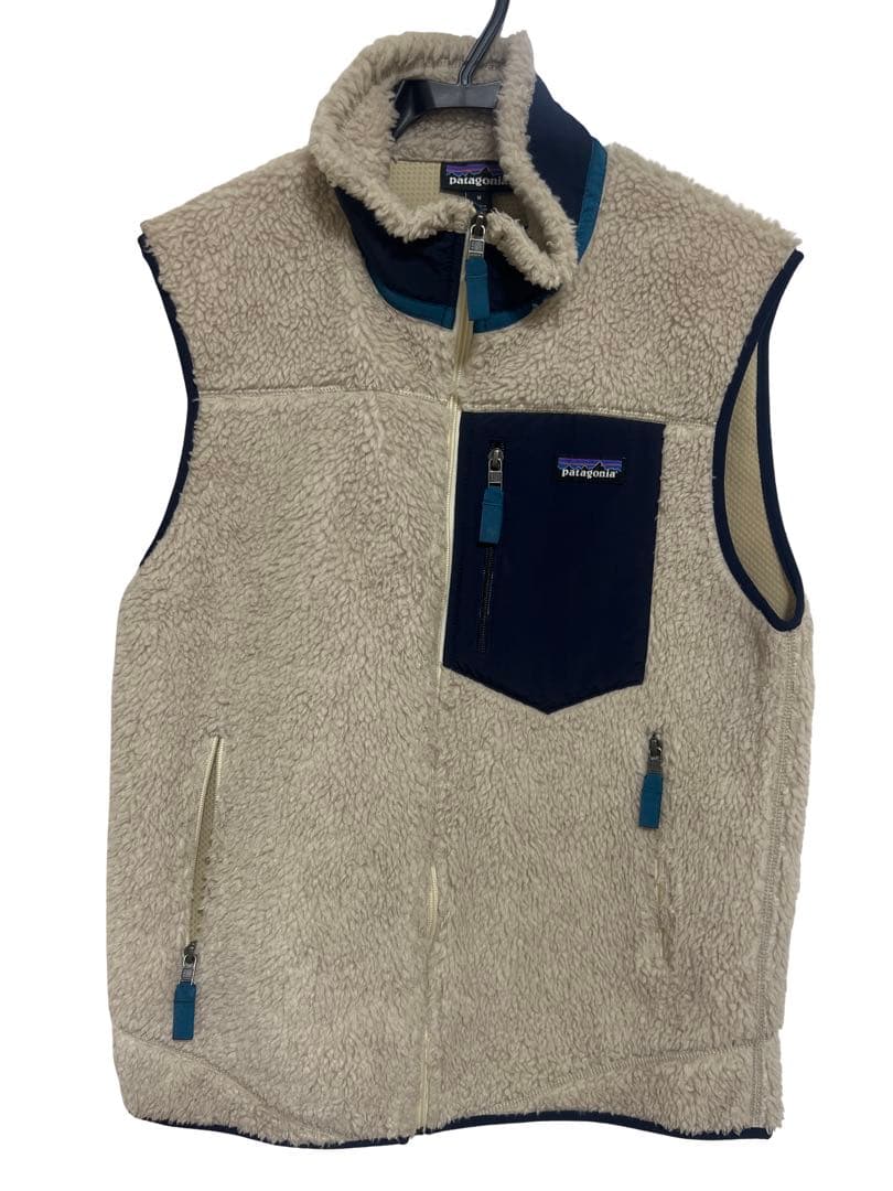 る*い様 patagonia フリースベスト M ベージュ/ネイビー