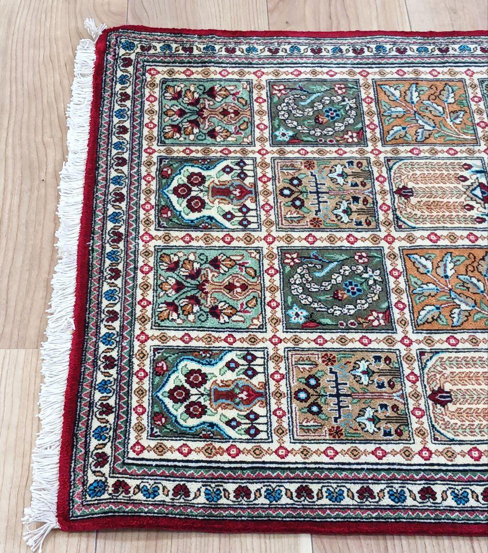 Y2622 ペルシャ絨毯 クム シルク100% 手織り72万ノット ヘシティ