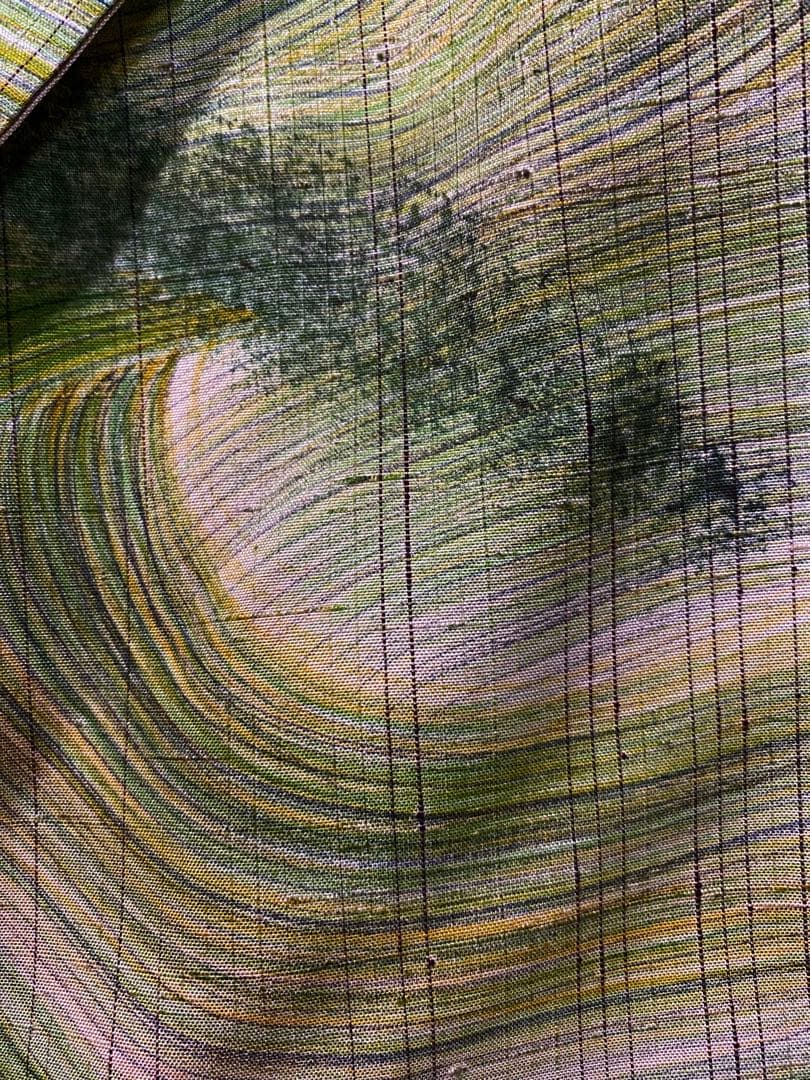 正絹紬訪問着 村山大島紬 リバーシブル フードポンチョ (難あり)