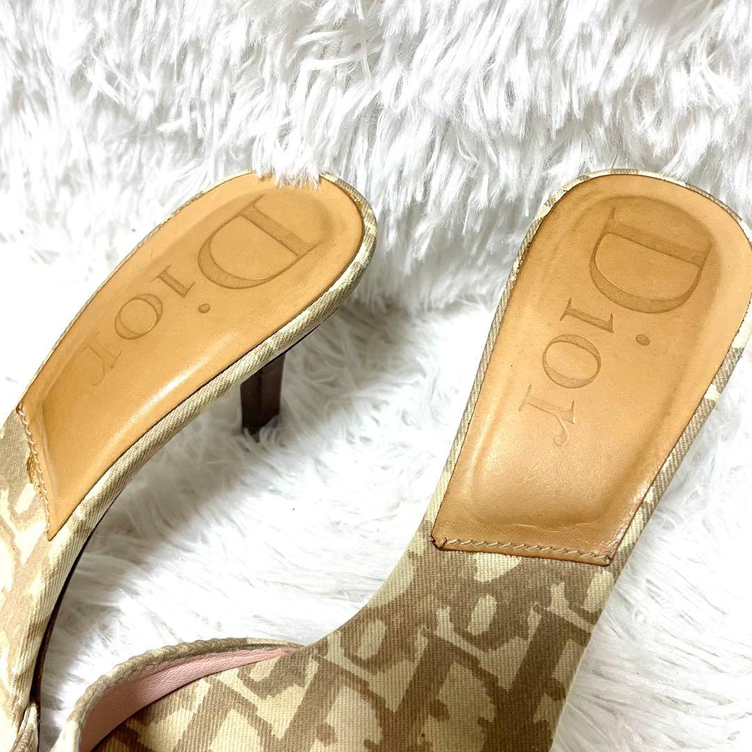 クリスチャン・ディオール ミュール サンダル トロッター柄 ハート チャーム