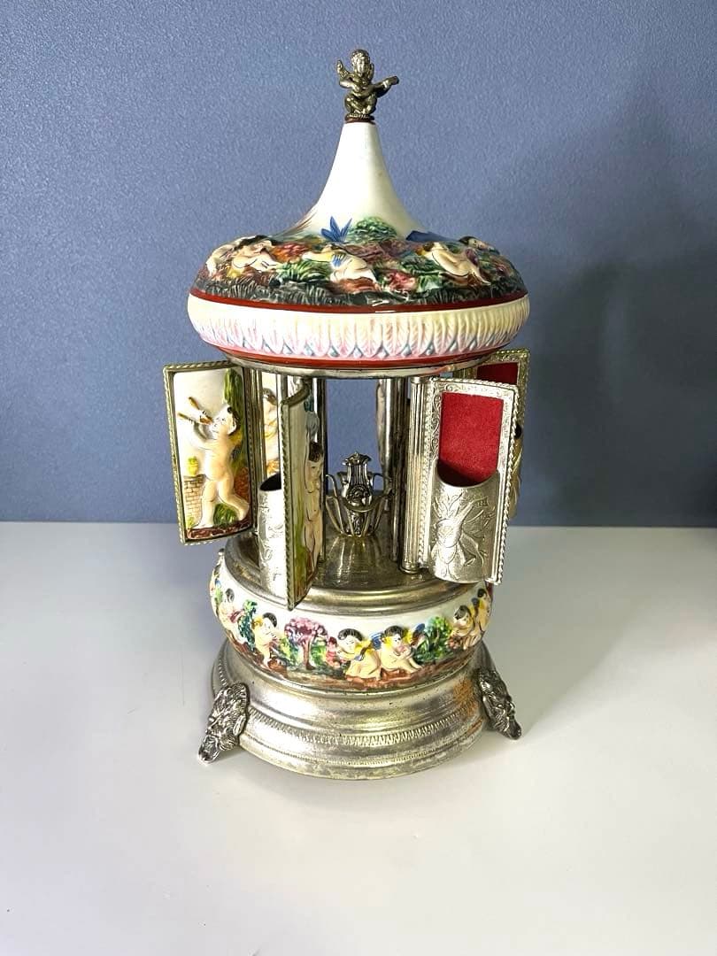 『REUGE』リュージュ　陶器製カラクリ オルゴール　葉巻入れ　アンティーク