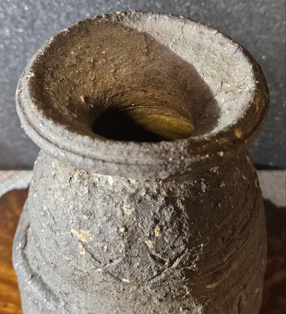 江戸時代　古信楽　檜垣文様　壺　花入れ　花生け　茶道具　茶器　古陶磁器　オブジェ