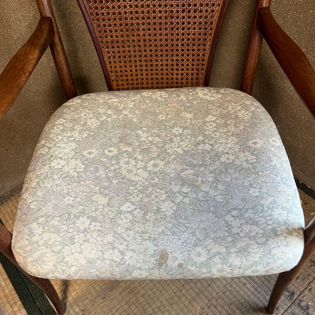 マルニ木工 籐張り ラウンジチェア 昭和レトロ