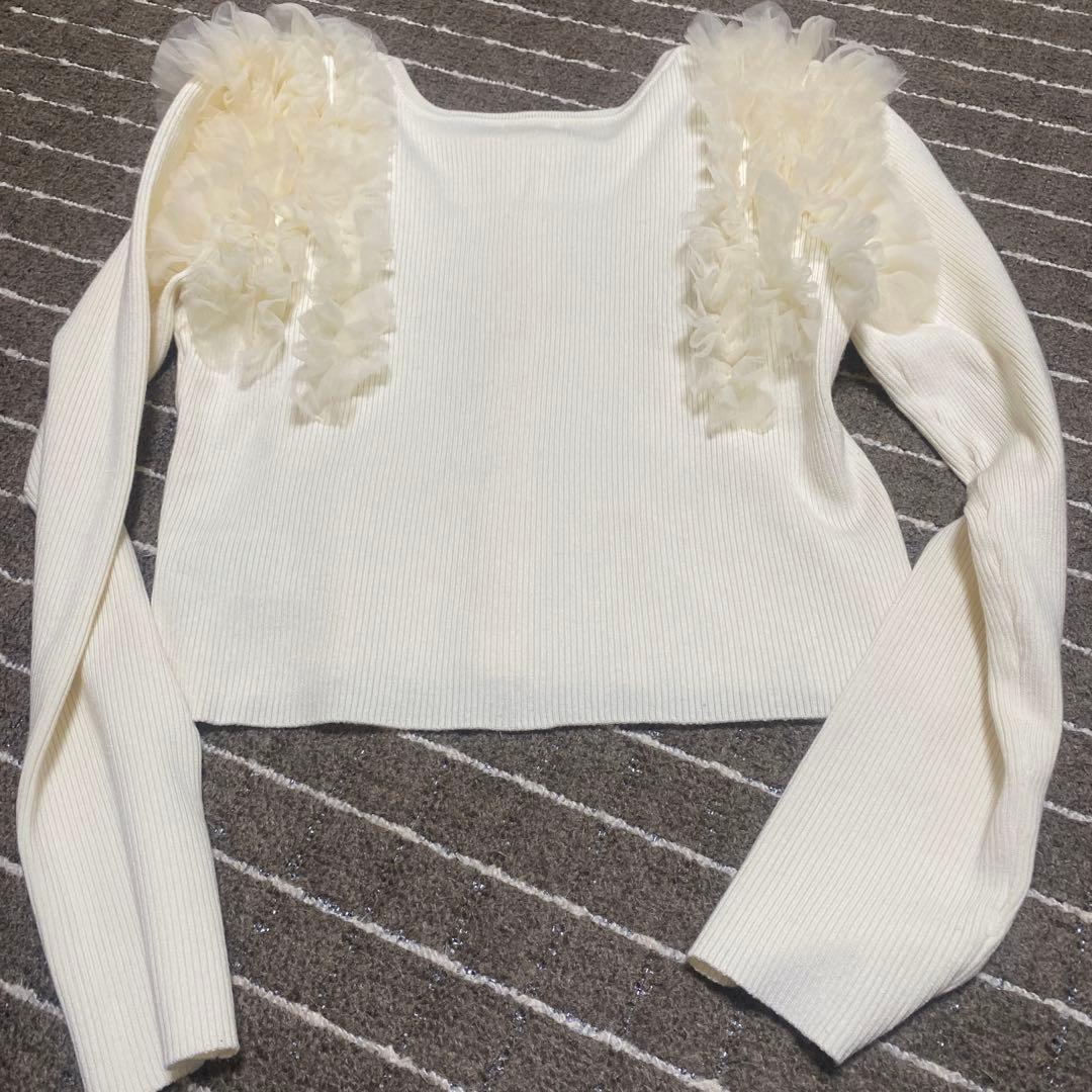 最終価格　FRAY I.D ショルダーチュールフリルニットカーディガン