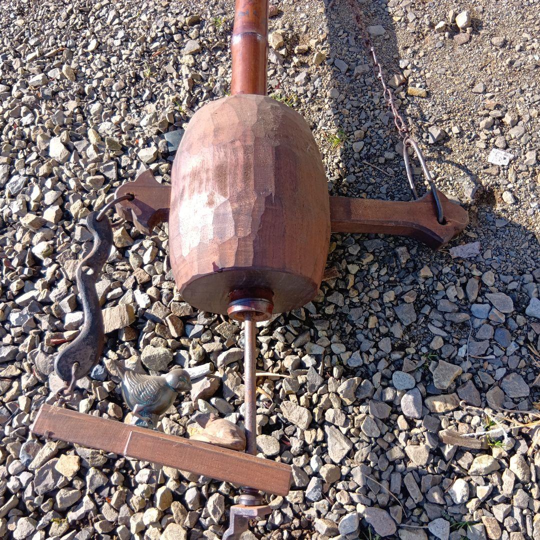 自在鉤　時代物自在鉤　木製自在鉤 火鉢自在鉤　副招き小槌自在駒