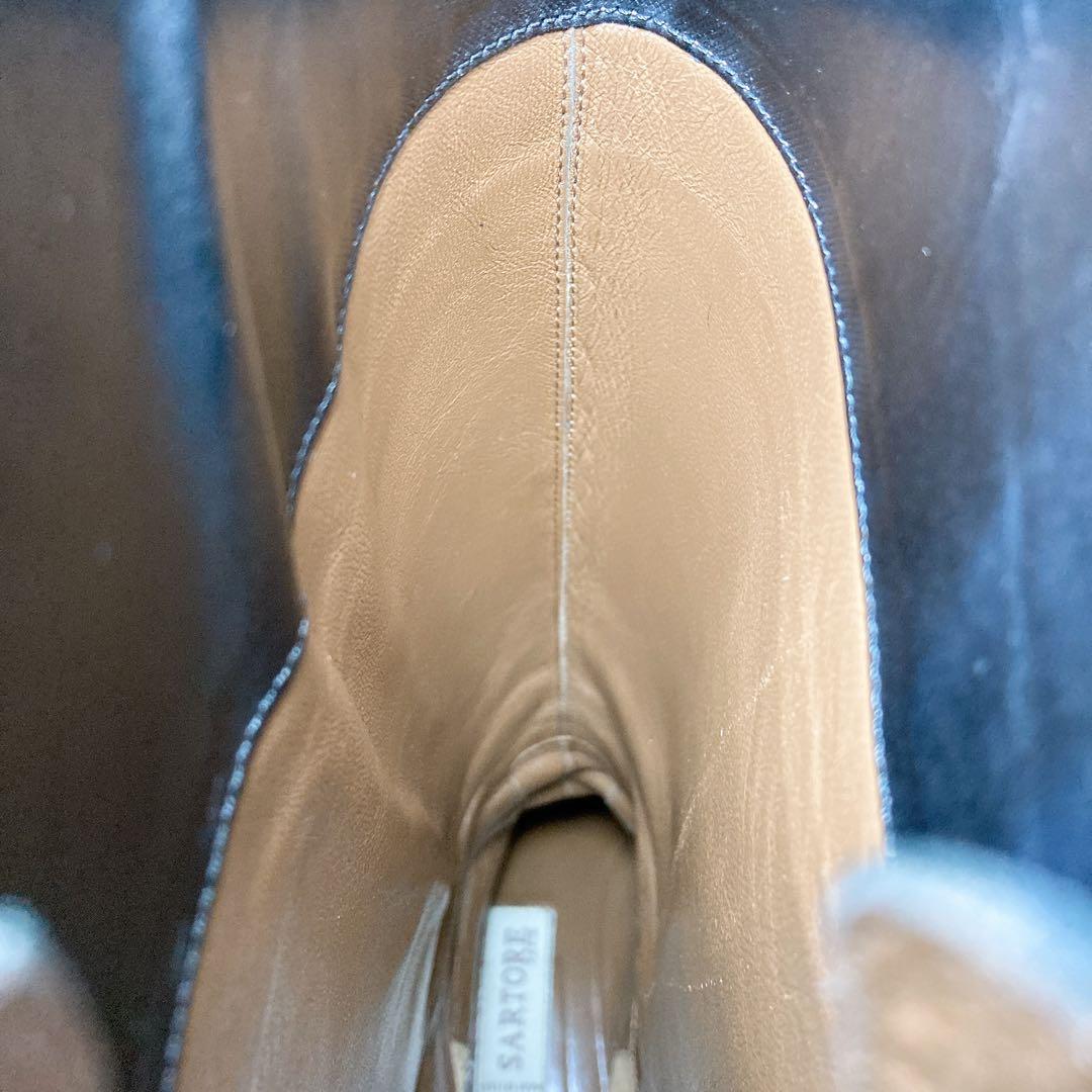 SARTORE ジョッキーブーツ ロングブーツ 本革 38.5 ブラック 黒