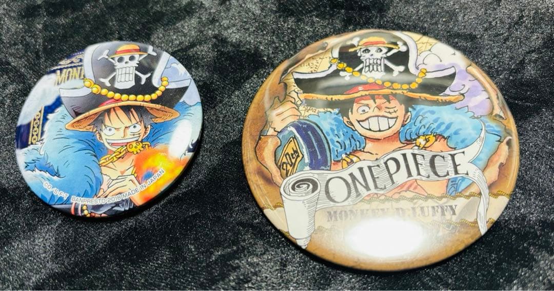 ワンピース 20周年記念 原作絵 缶バッジ ルフィ 2個セット