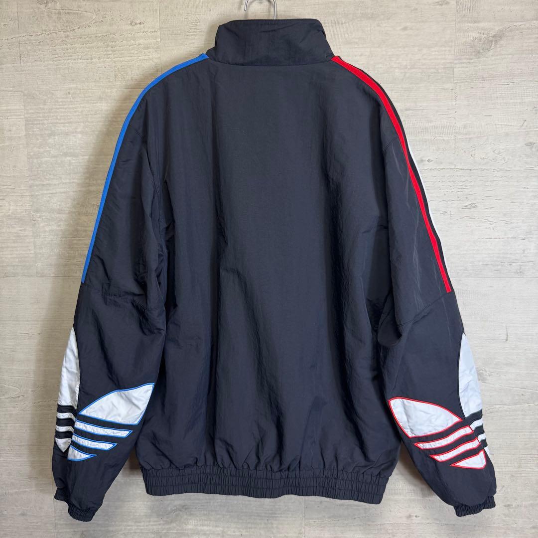 adidas　アディダス　トレフォイル刺繍　黒　ナイロンジャケット　L 目黒蓮