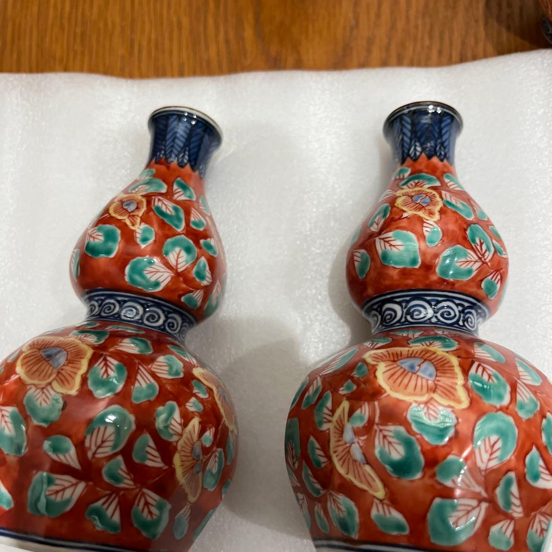 清水焼　平安壱楽　赤濃牡丹唐草 徳利✖️2個、お猪口✖️5個