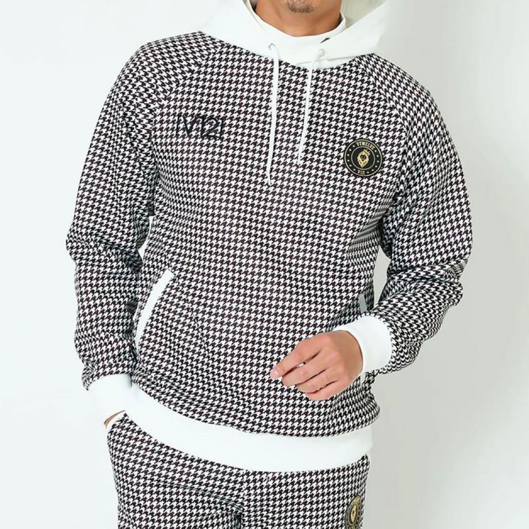 美品‼️ V12 ダンボールニット 千鳥柄 セットアップ ゴルフウェア L