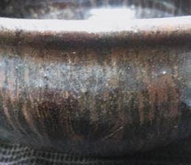 鑑賞茶器！【水指　変形口　漆器蓋専用作　流れ釉　骨董木箱・E32 】茶道具　収集