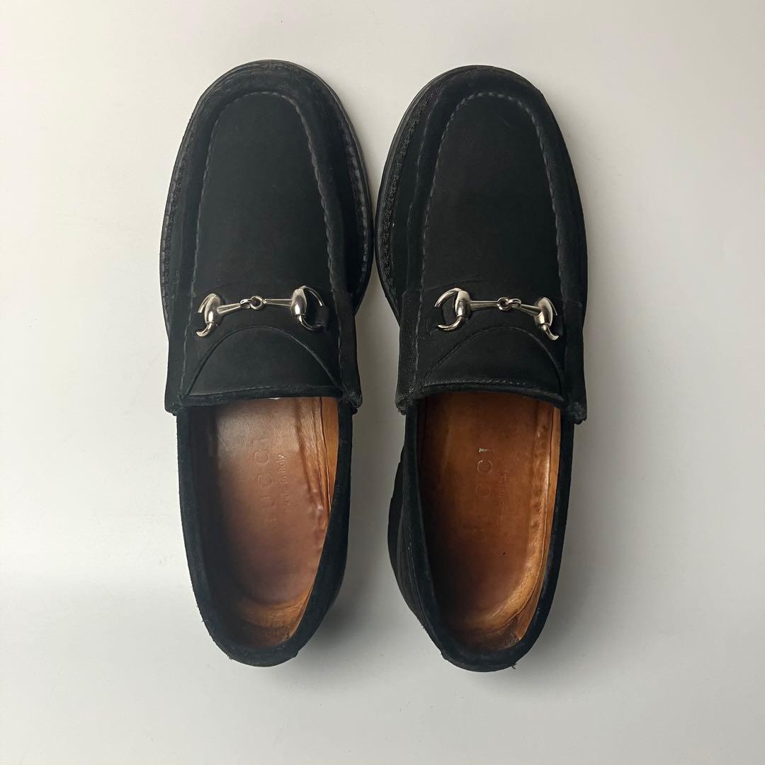 【美品】GUCCI ラグソール　スクエアトゥ　ホースビットローファー　22.5黒