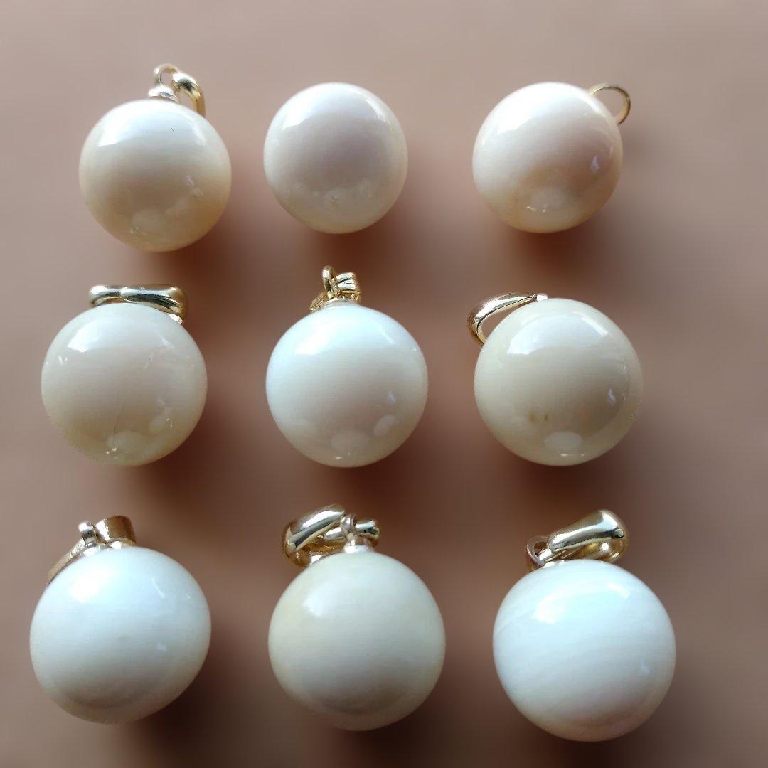 鯨歯　マッコウクジラ　牙玉ペンダントトップ　11㎜　9個