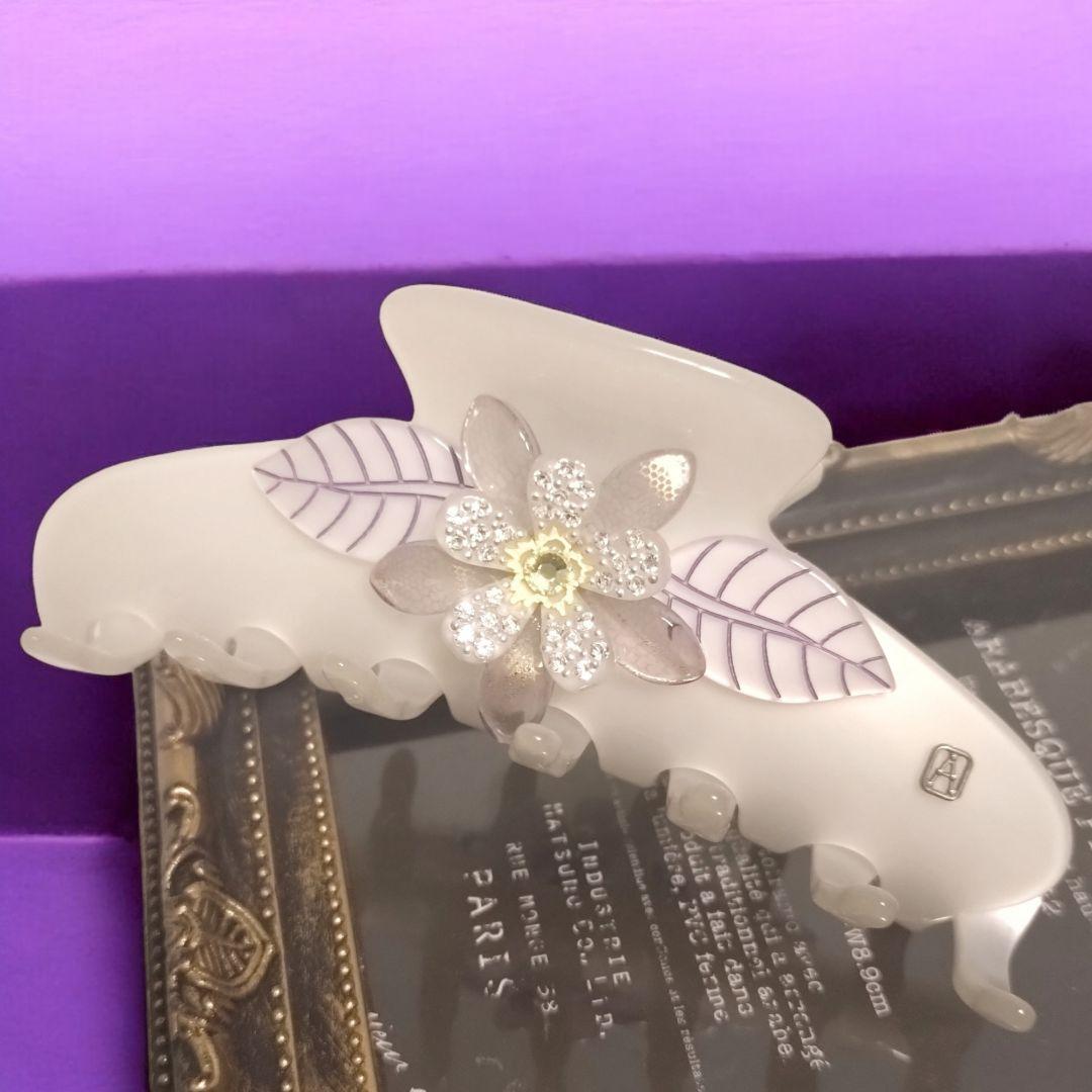 ALEXANDRE DE PARIS　ヘアクリップ L　花　フラワー　ホワイト