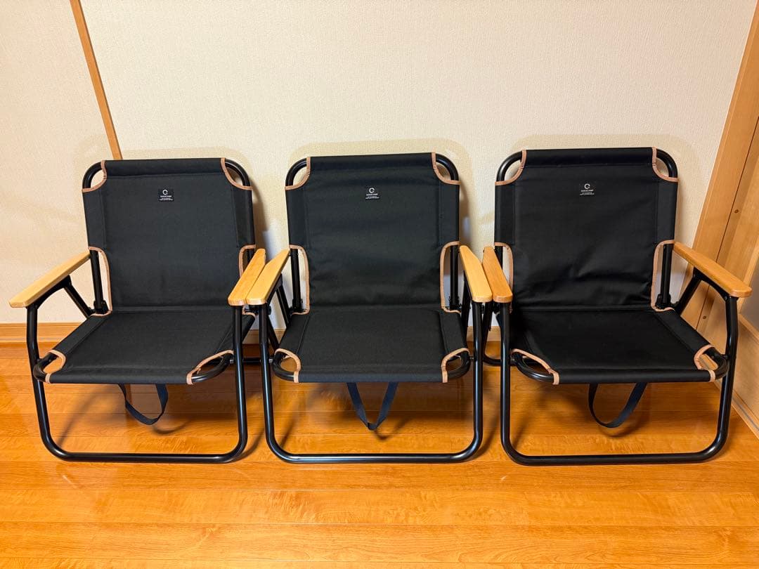 クイックキャンプ チェア セット 3脚 ブラック