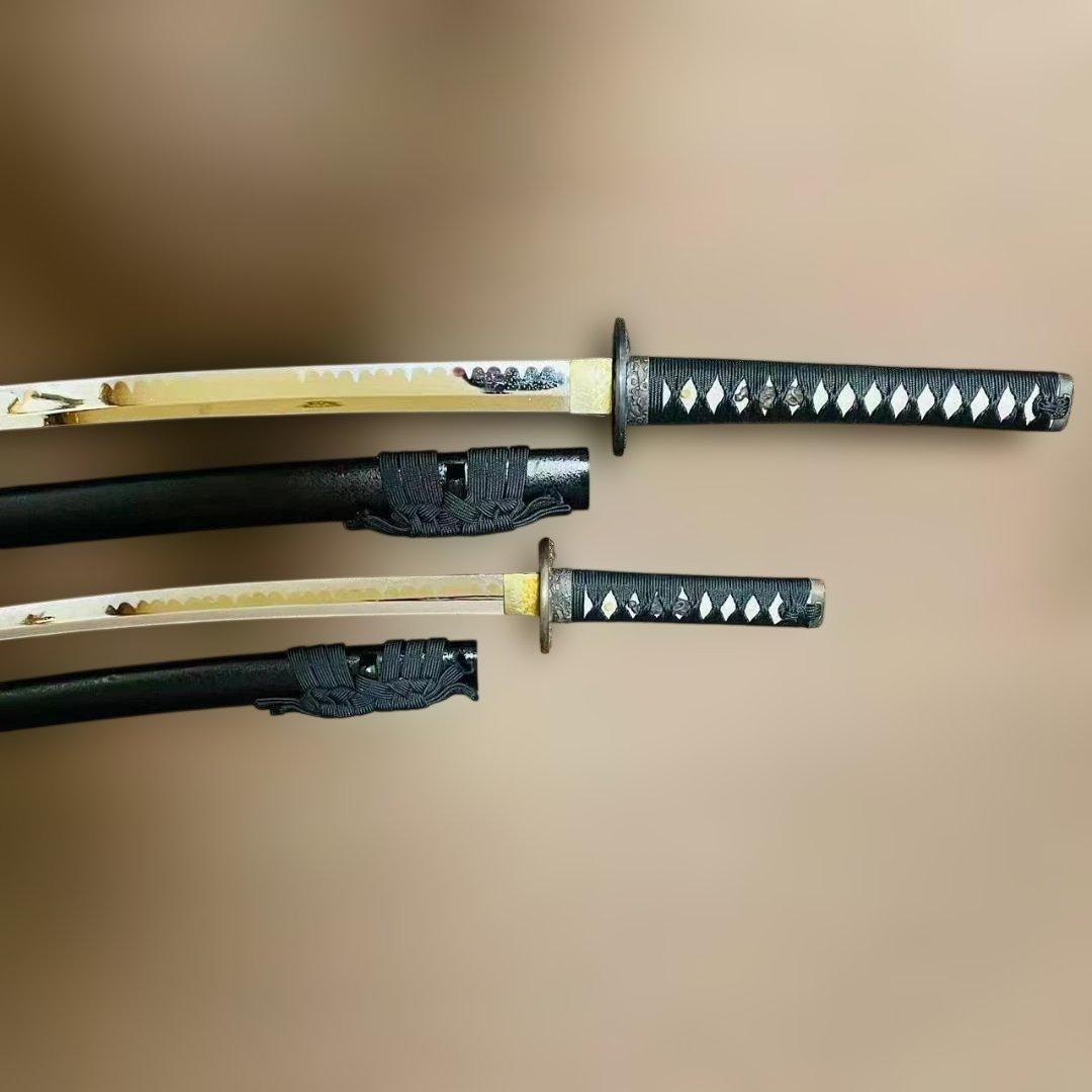 高級模造刀　居合刀　のたれ刃紋　2本セット　打刀　脇差　インテリア （刀5）