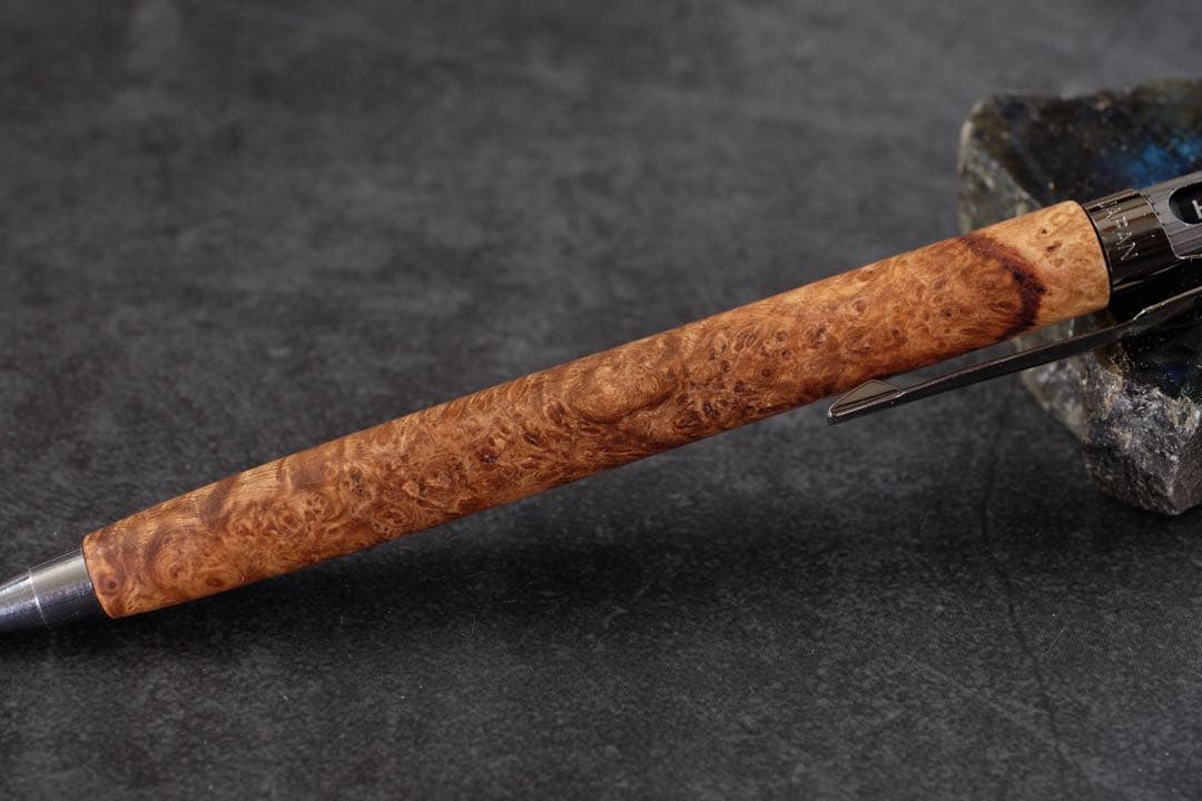 PG5木軸カスタム0223　高村杢工房 製図用シャープペンシル 花梨瘤紅白