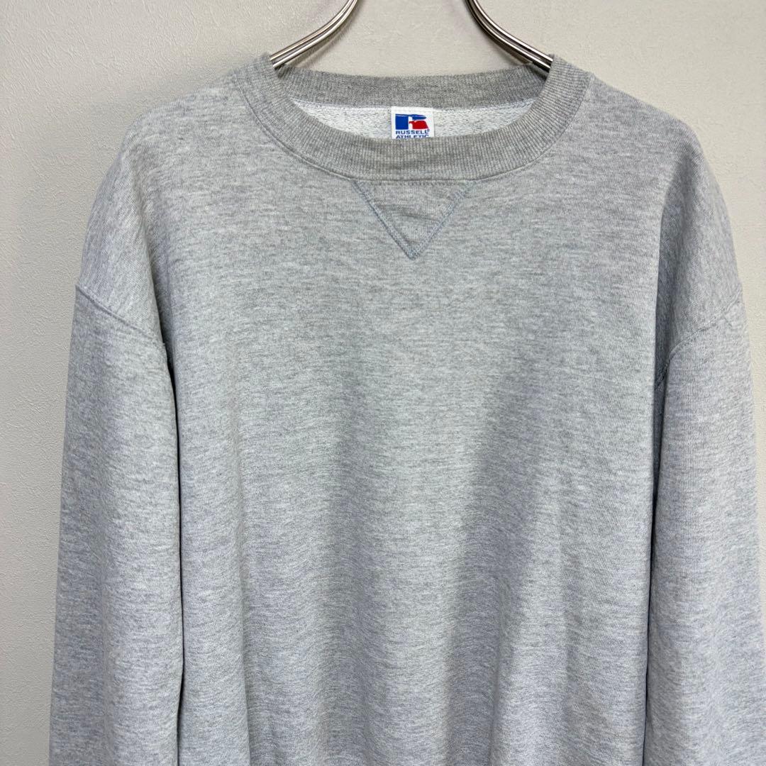 90s USA製 ラッセルアスレチック スウェット 無地 Vガゼット M グレー