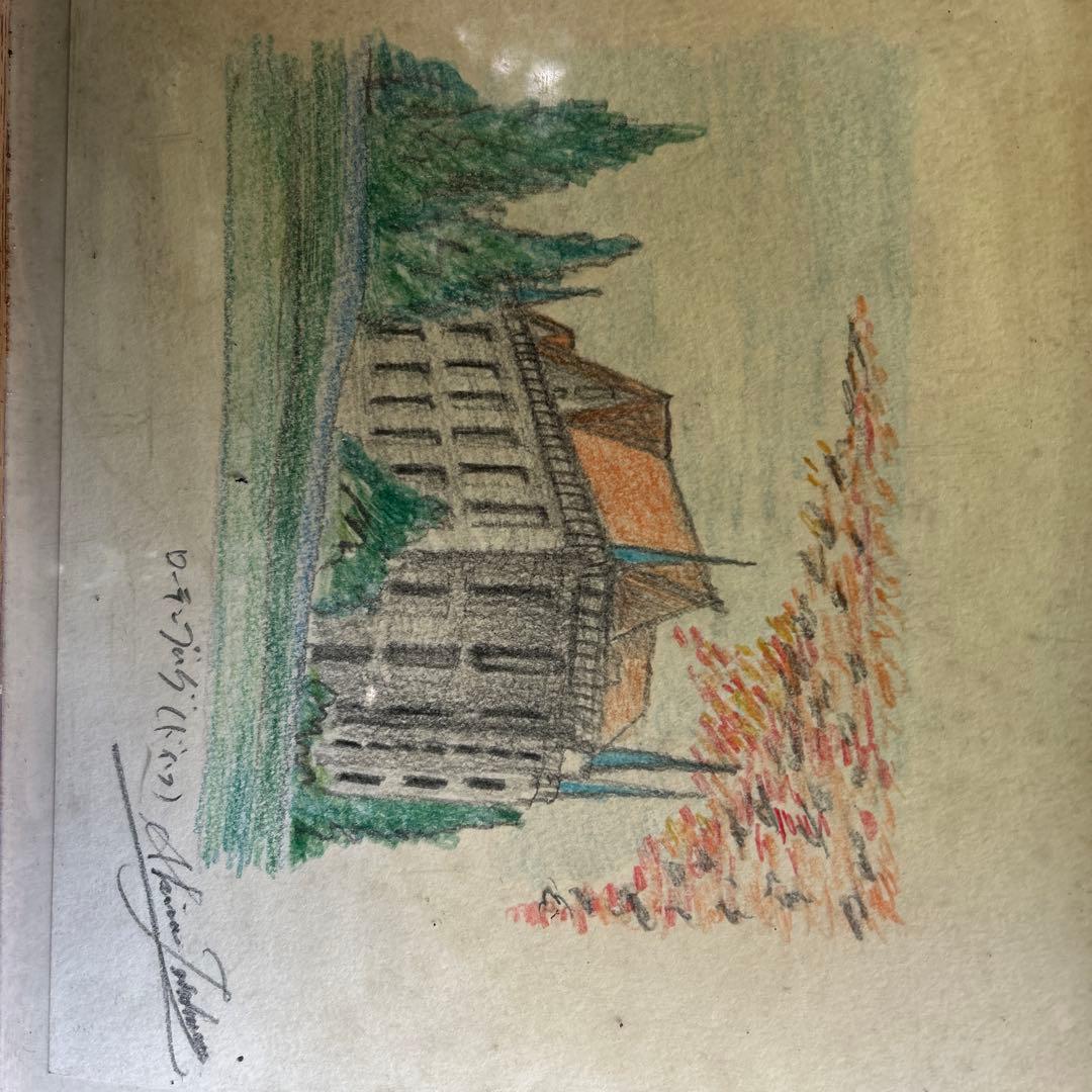 色鉛筆画 秋の建物風景