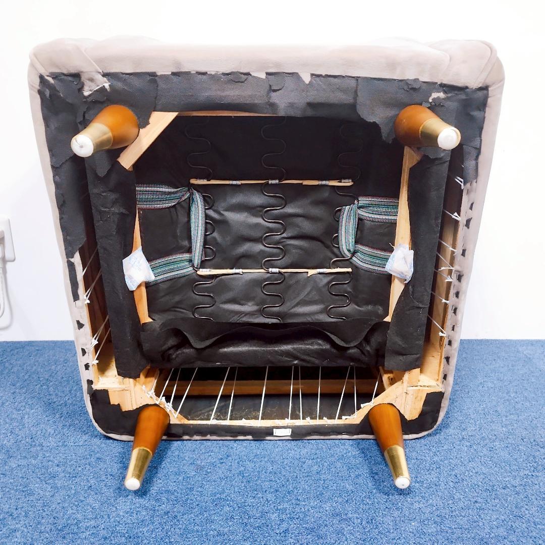 【高級】ⅬOWYA ロウヤ 1人掛けソファ ベルベット調　エレガント グレー