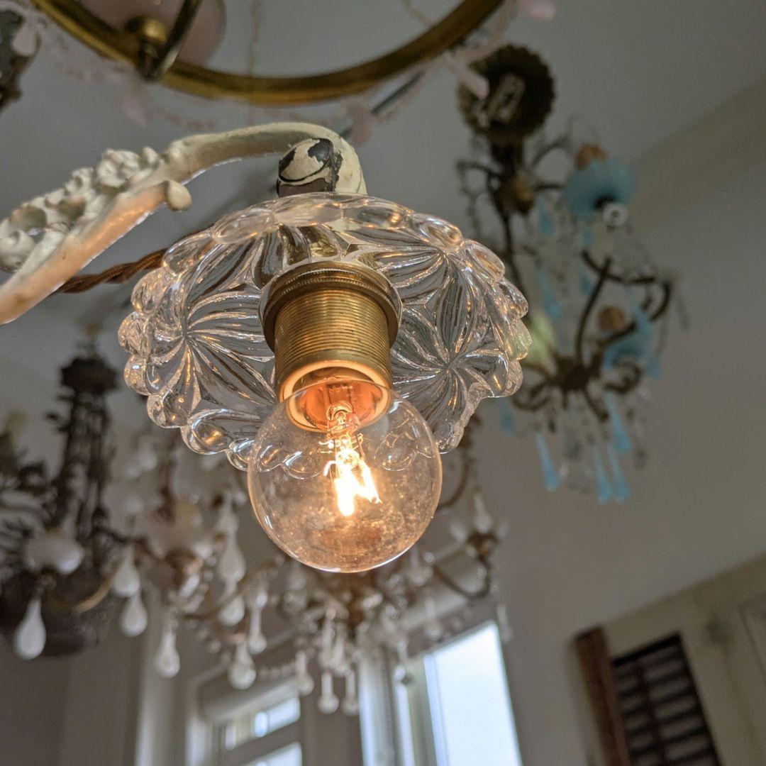 え*ち様 難あり*フランスアンティーク　オールドバカラ ミニシャンデリアシェード