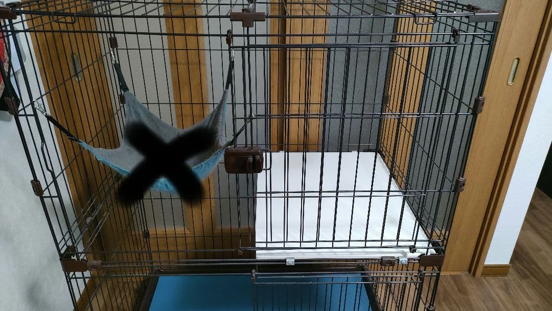 ブラウン金属製キャットケージ 2段構造