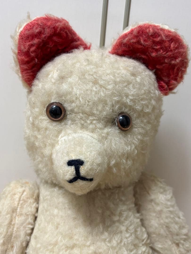 ビンテージベア・ドイツ⭐︎クマのぬいぐるみ クリーム色と赤