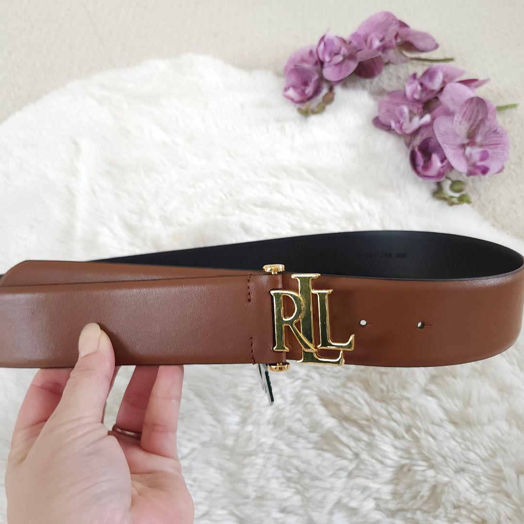 新品 LAUREN RALPH LAUREN ゴールドバックル 牛革ベルト
