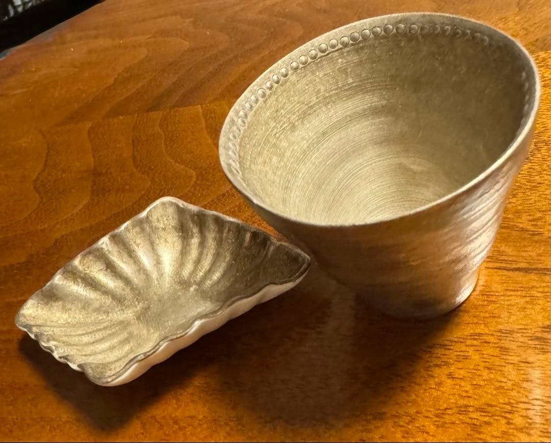 【匿名配送】松本美弥子さん器★銀彩★2個セット