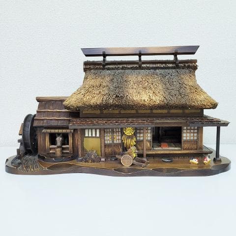 中田順也 作　郷愁のかやぶき古民家　からくりオルゴール　完動品！