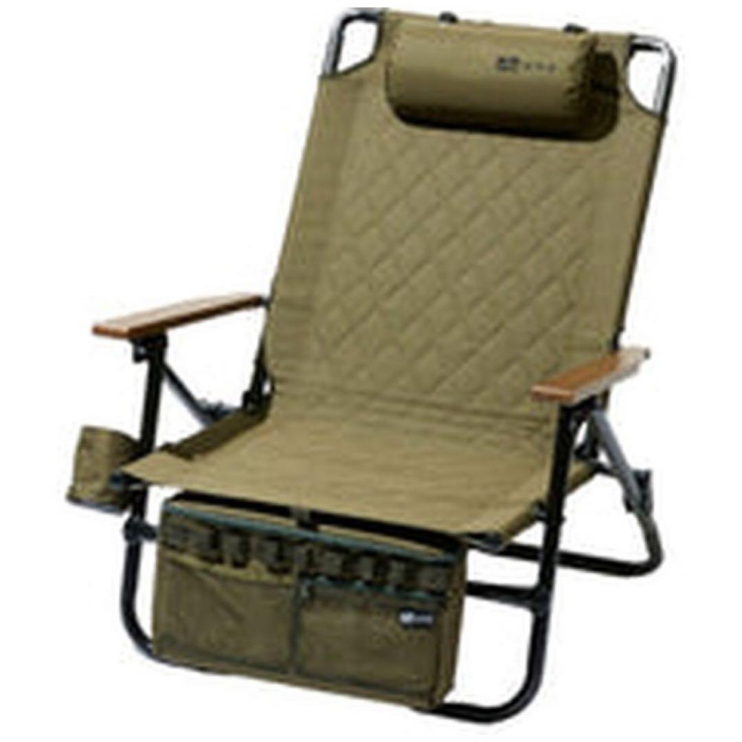 評価100記念セール【2脚セット】WAQリクライニングローチェア オリーブ