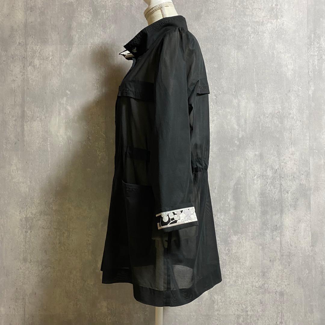 LEONARD SPORT スタンドカラー コート シアー素材 黒 L