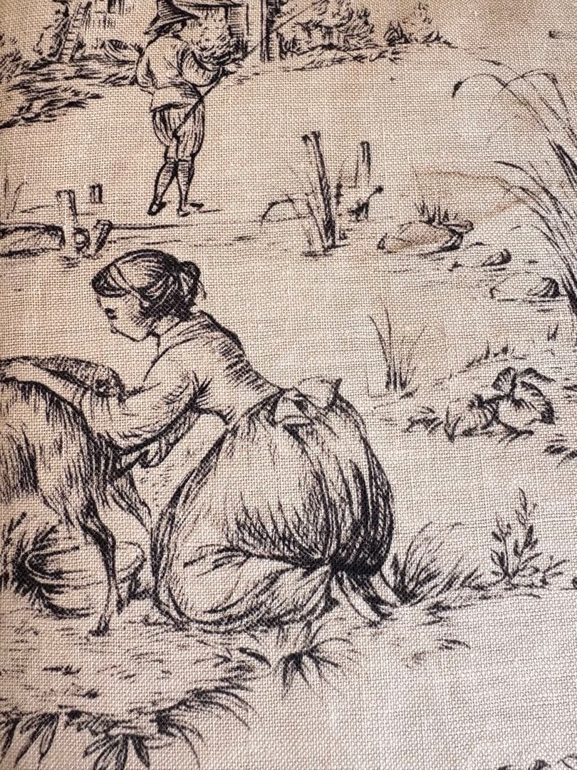 ♡ フランスアンティーク　フットスツール　トワルドジュイ　シャビーシック　牧歌的