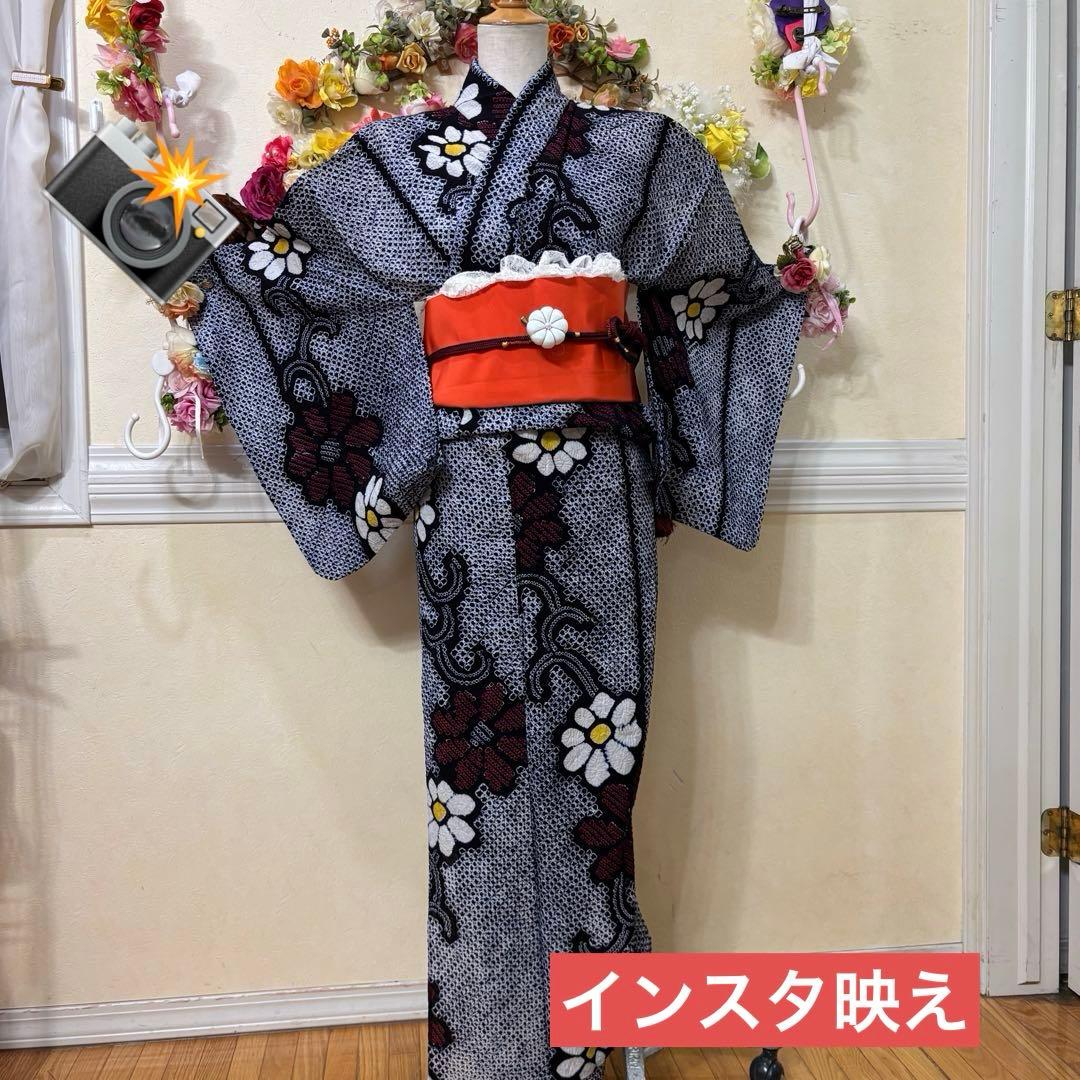 有松鳴海絞り伝統工芸❤️半幅帯レース つまみ細工ハンドメイド帯留め5点セット‼️秀品