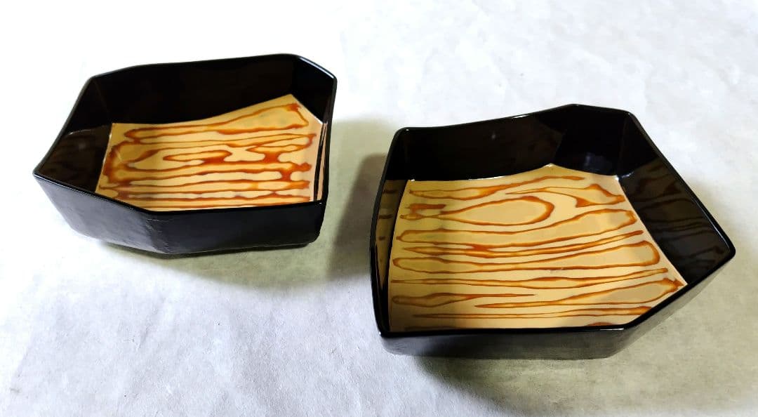 乾漆内堆漆菓子器 二点セット 未使用 新品同様