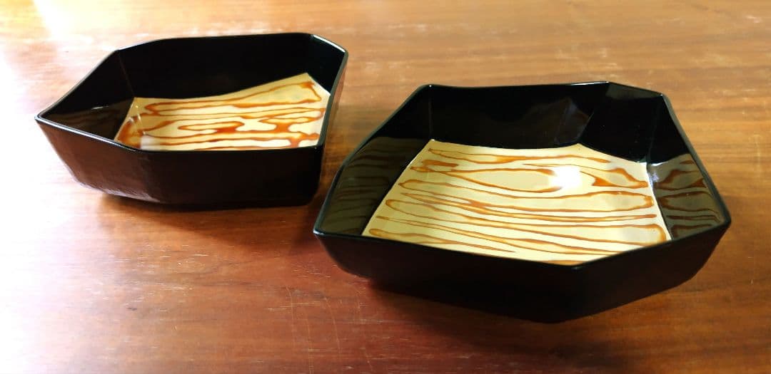 乾漆内堆漆菓子器 二点セット 未使用 新品同様