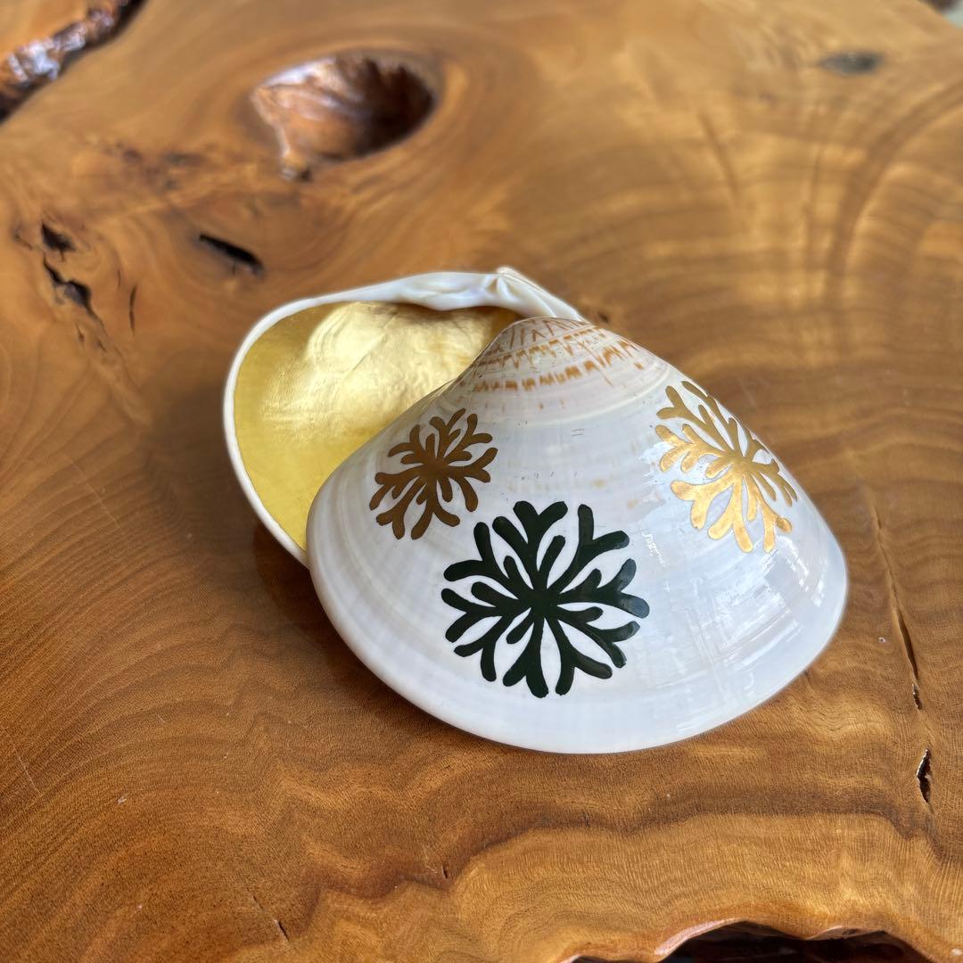 海松絵 蛤香合 茶道具 共箱