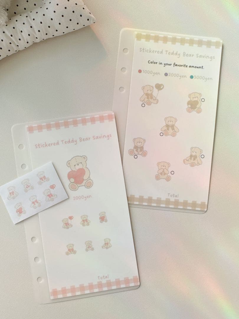 A6 refill Stickered Teddy Bear 2100円