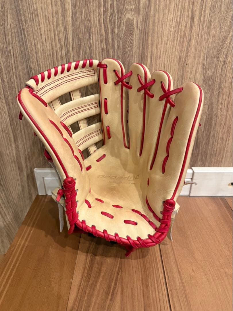 SSKプロエッジ 軟式グローブ ベージュ/赤