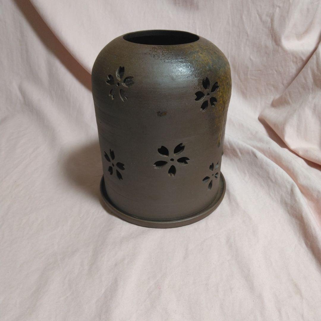 備前焼　作家物　桜の灯り